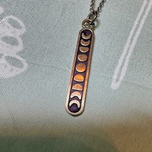 Silver Marked Moon Phase Pendant